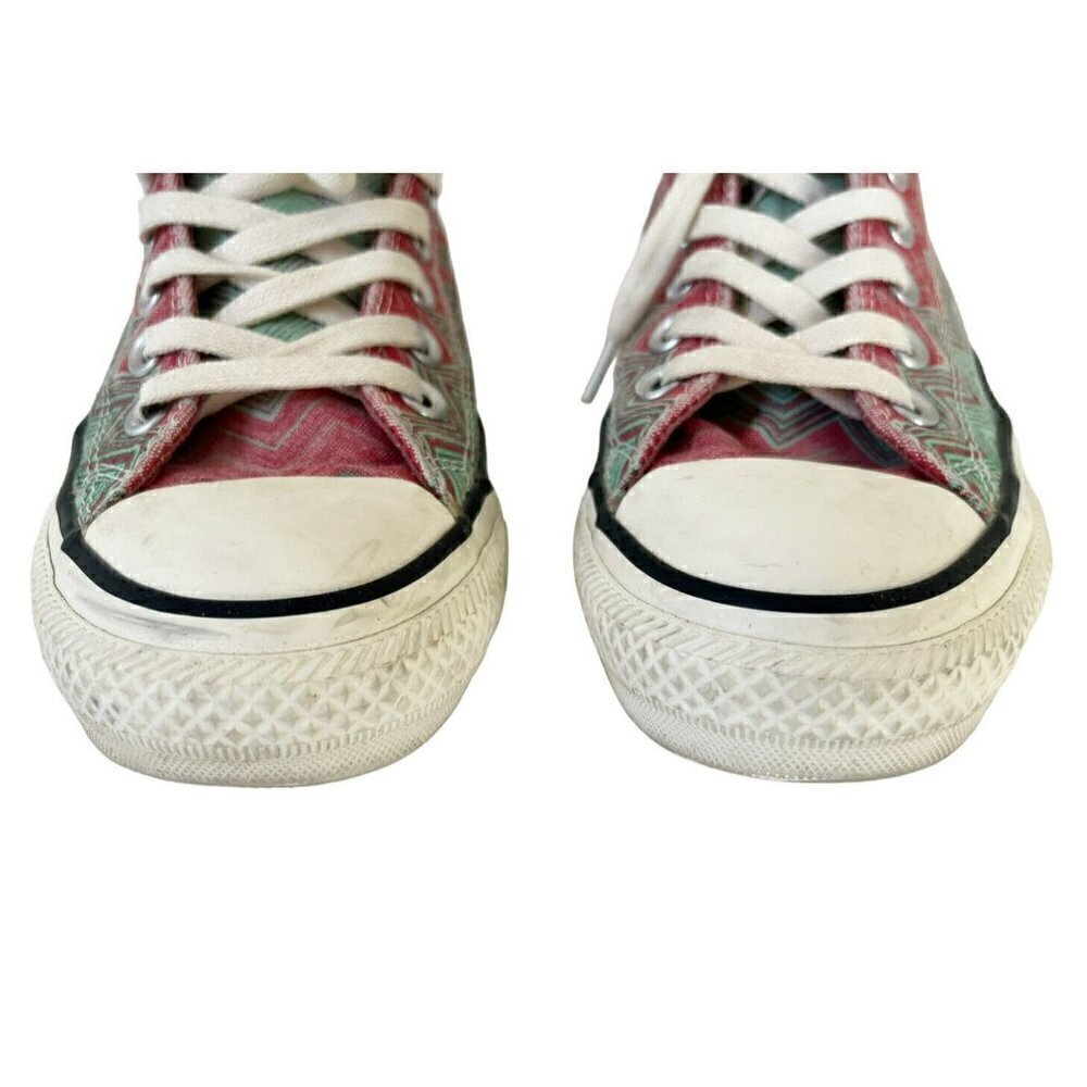 CONVERSE X MISSONI Collab Women's Sz 6.5 Pink Green Zigzag Low Top Sneakers - Picture 4 of 11